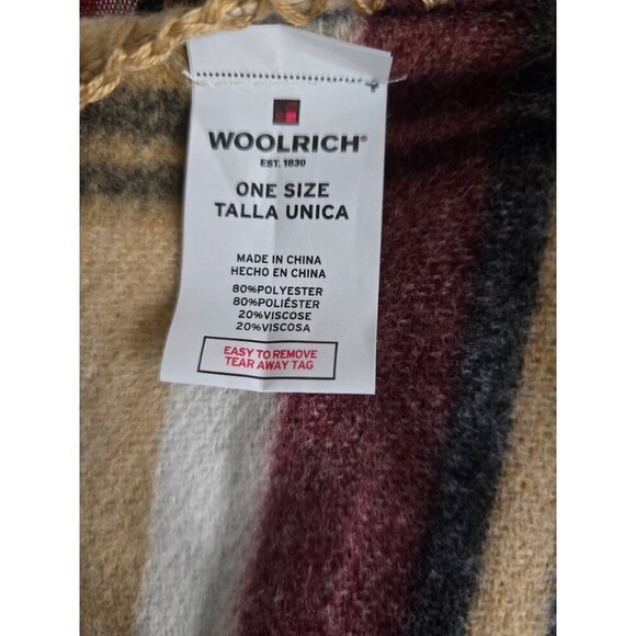 Woolrich Brown Plaid Oversized Scarf Cozy Shawl - Picture 2 of 8